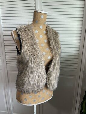 Faux fur vest JJ Basics Black Brown Sz XL